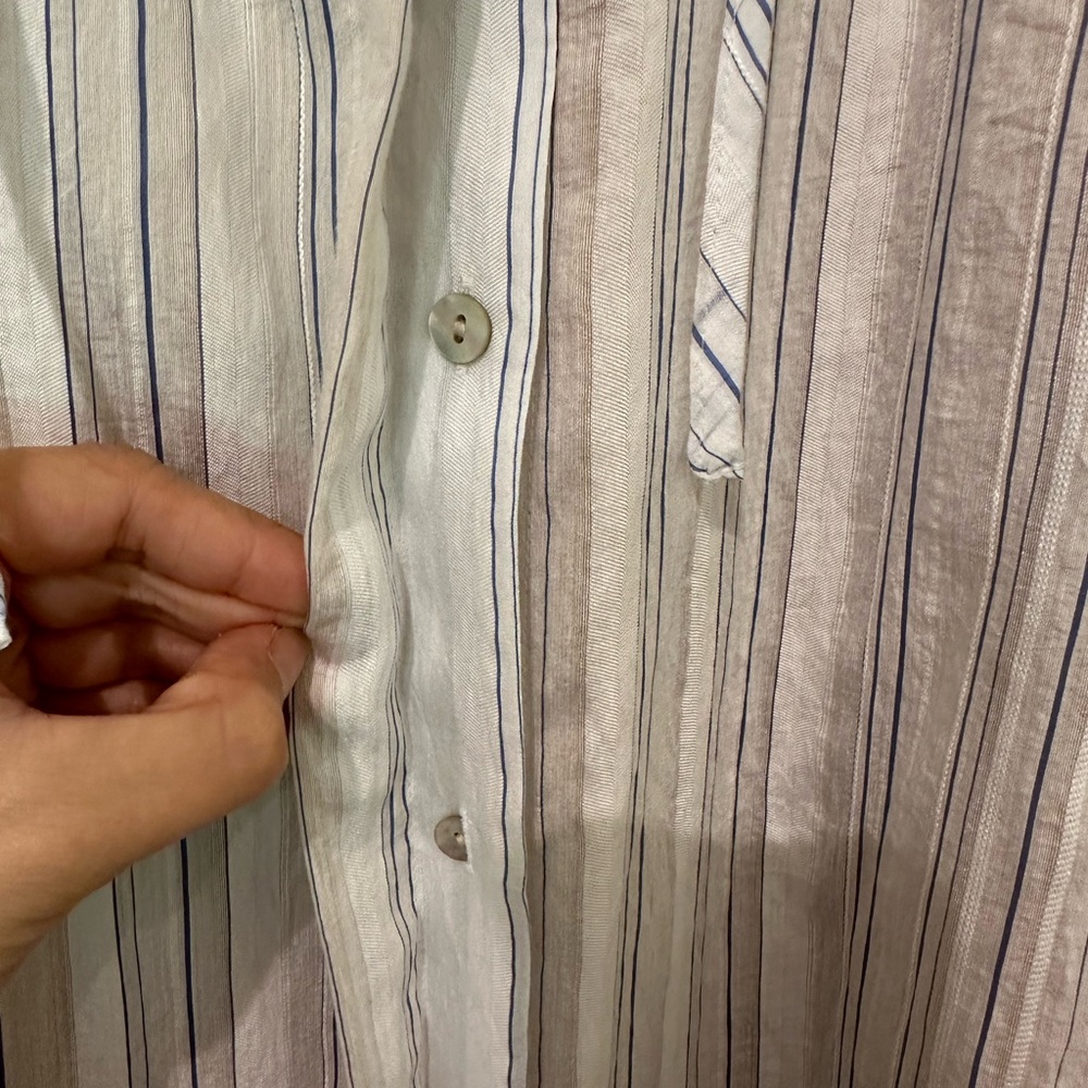 Vince Blue, White, and Tan Striped Button Down Dress - Picture 4 of 9